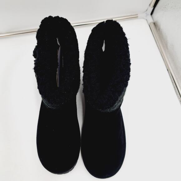 Essential Muk Luks Alyx Black Ebony Faux Suede/Fur waterproof Booties 10 - Picture 4 of 11